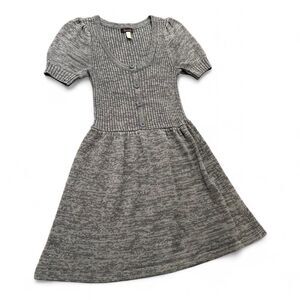 Y2K Preppy Knit Button Puff Sleeve Mini Dress